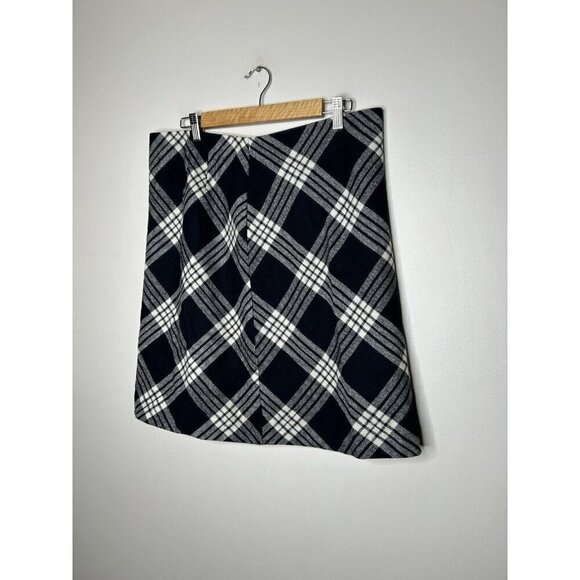Talbots Women Black Buffalo Plaid Checkered Pencil Skirt Wool Blend Size 12 - Picture 2 of 10